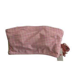 Pink Chicken Courtney Pink and Green Gingham Tankini Top NWT